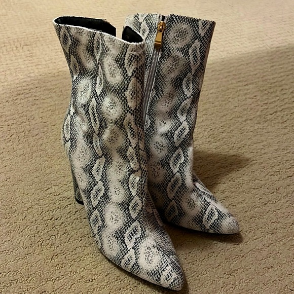 Fashion Nova Shoes - Animal print snake ankle boots